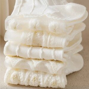 5 Pair White Lace Ruffle Socks | Sheer Floral | Cottagecore | Boho